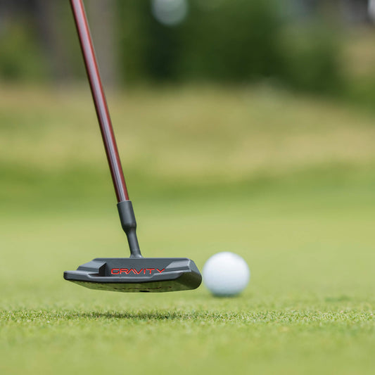 A golf putter labeled 