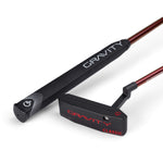 A black putter with "GRAVITY" and "CLASSIC" printed in red on the head.