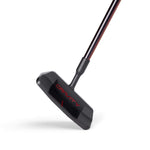 A black golf putter with "GRAVITY" in red lettering on the head.
