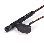 A black and red golf putter with "GRAVITY" and "DUKE" written on it.