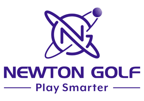 Logo with the text "NEWTON GOLF" and "Play Smarter" below a stylized atomic symbol.