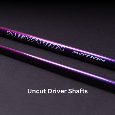 Purple driver shafts labeled "NEWTON MOTION" with the text "Uncut Driver Shafts."