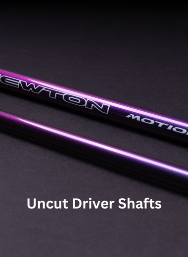 Purple driver shafts labeled "NEWTON MOTION" with the text "Uncut Driver Shafts."