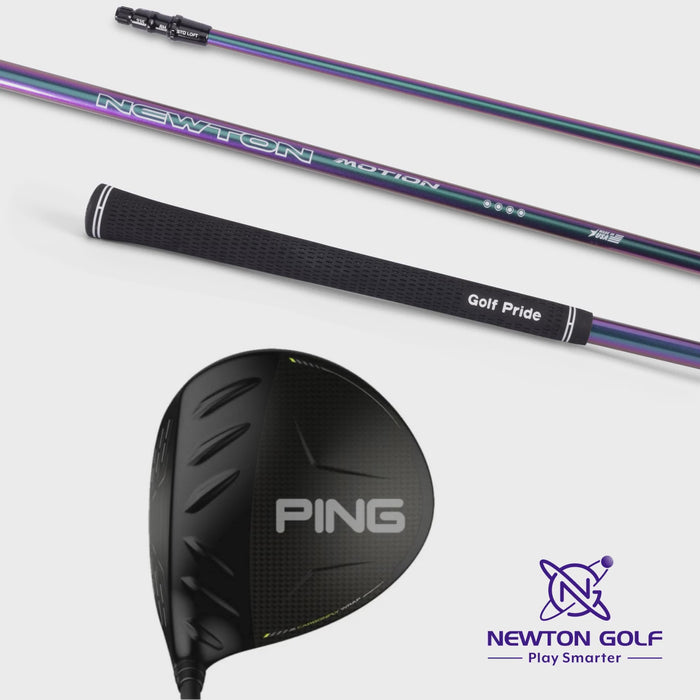 Golf club head and shaft displaying "PING" and "NEWTON" branding.