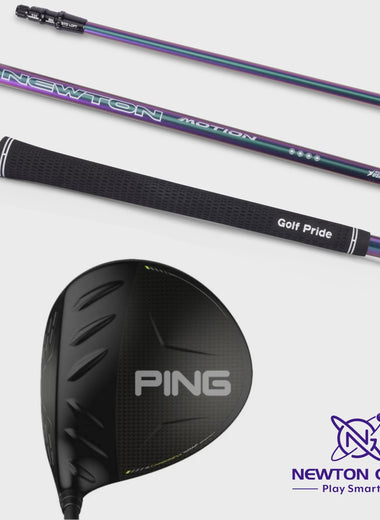 Golf club head and shaft displaying "PING" and "NEWTON" branding.